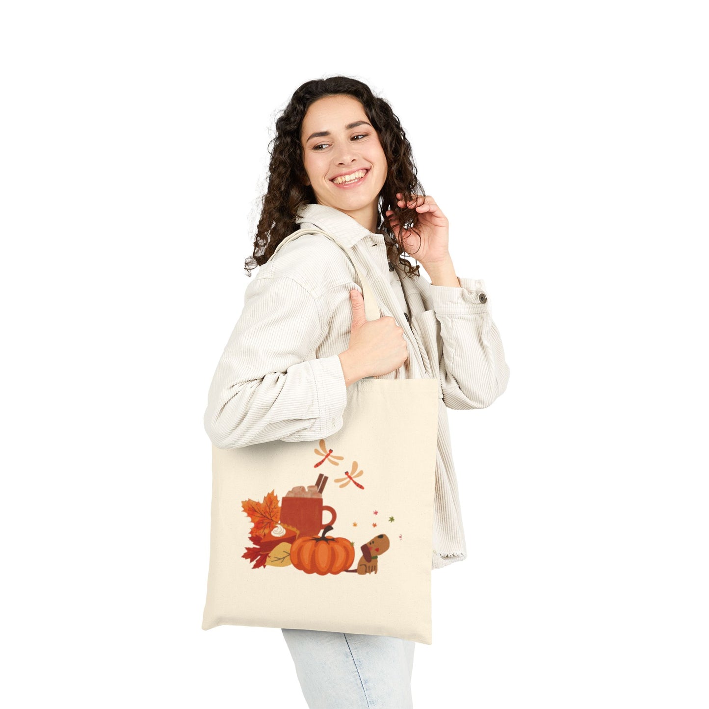 Autumn-Themed Cotton Canvas Tote Bag