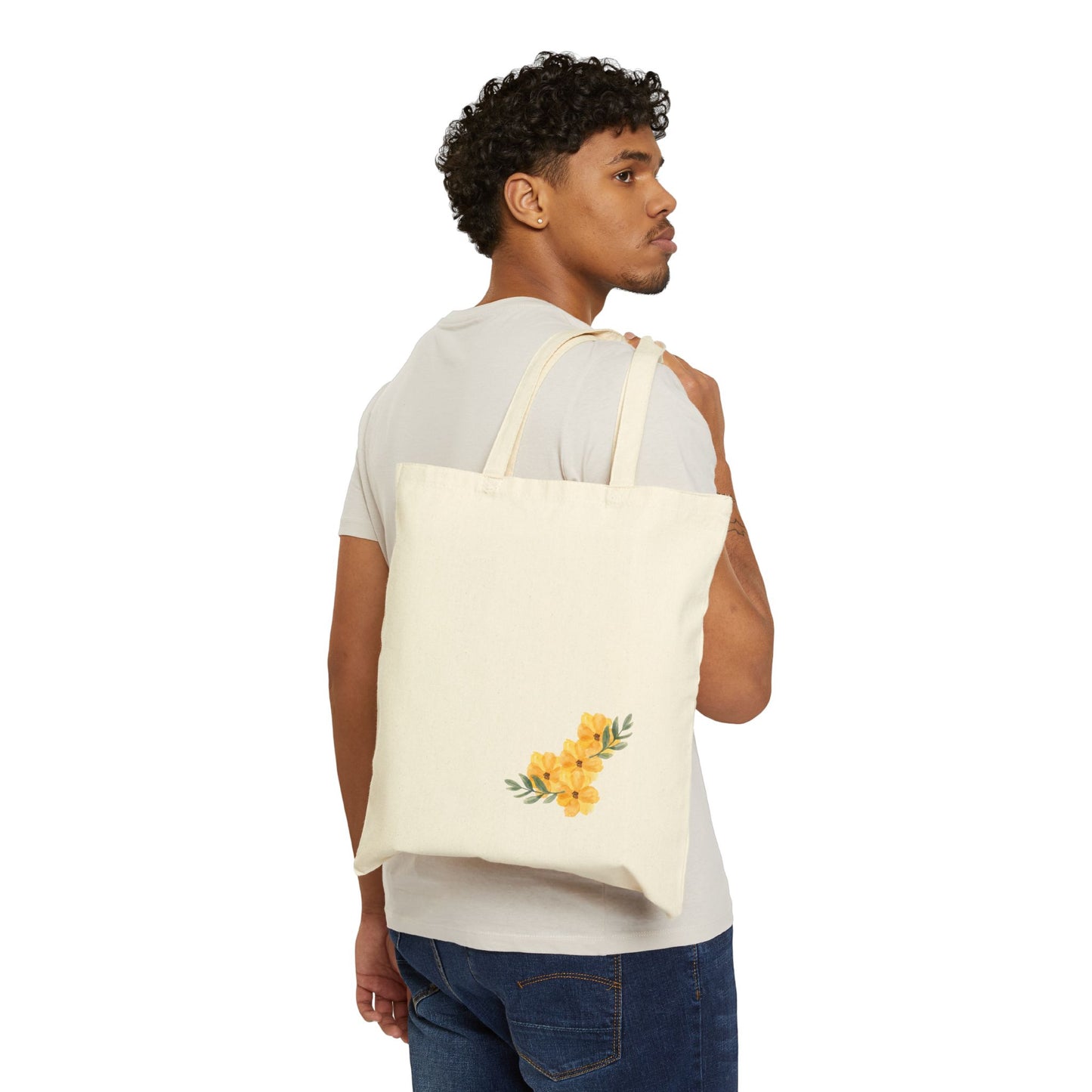 Floral Cotton Canvas Tote Bag | Eco-Friendly Shopping Bag, Beach Tote, Grocery Bag, Gift for Her, Reusable Tote