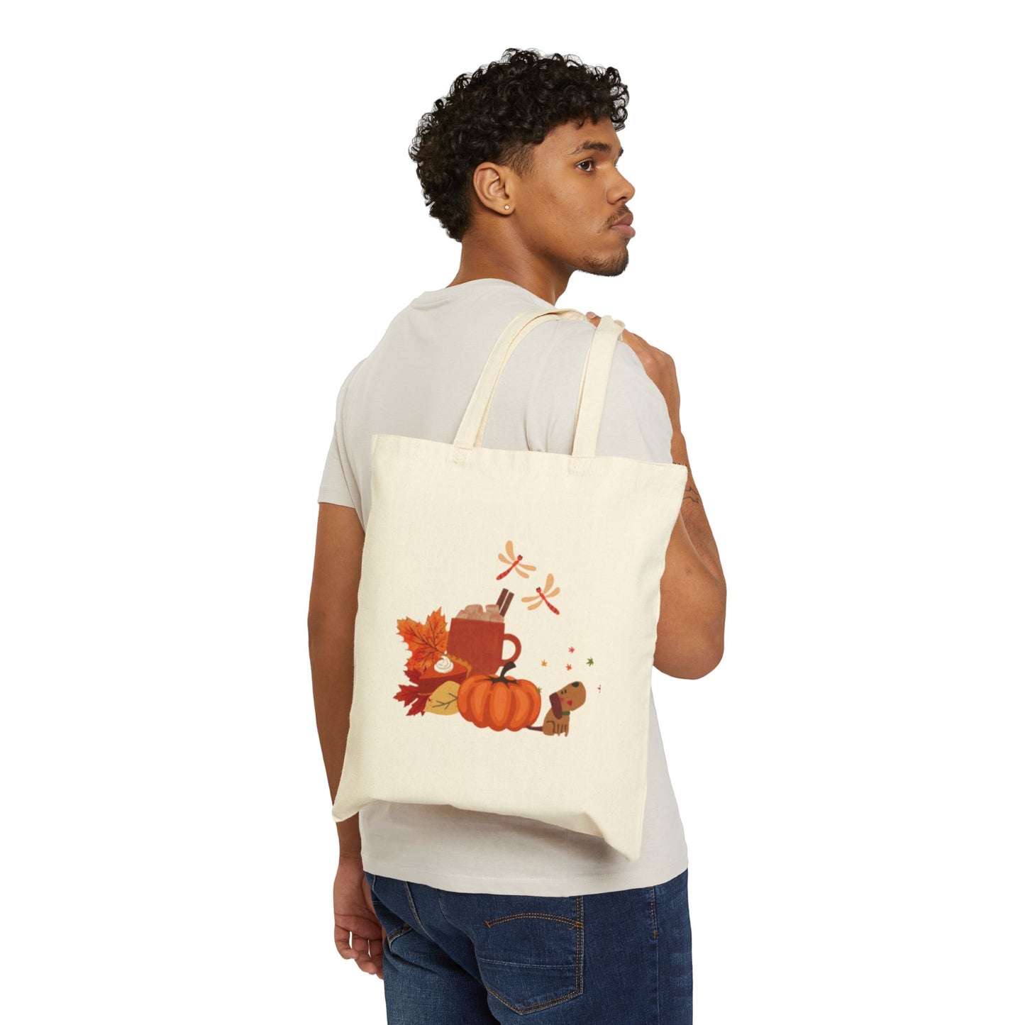 Autumn-Themed Cotton Canvas Tote Bag